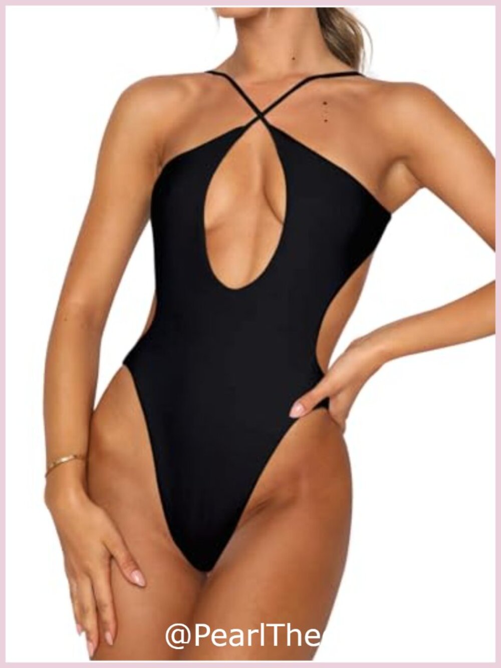 Women's Sexy One Piece Swimsuit Criss Cross Halter Neck Cut Out Thong Monokini